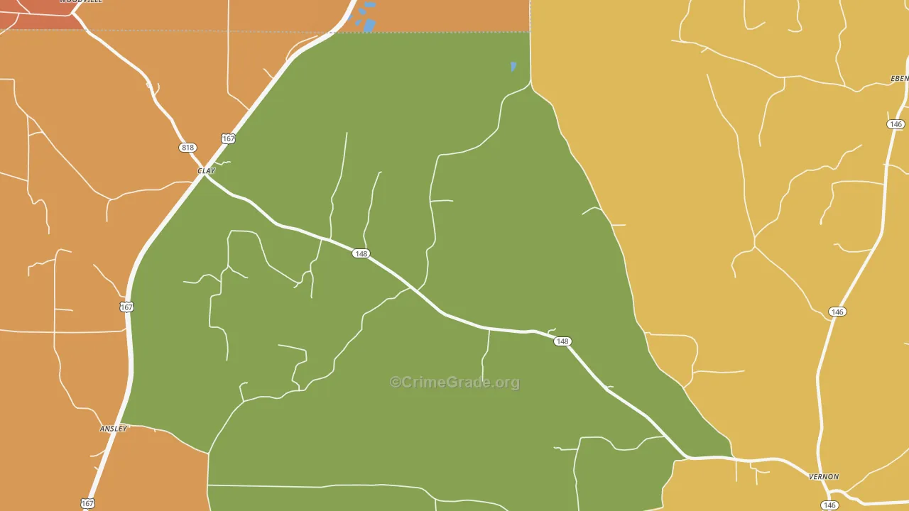 Clay, LA Map of Vandalism Rates