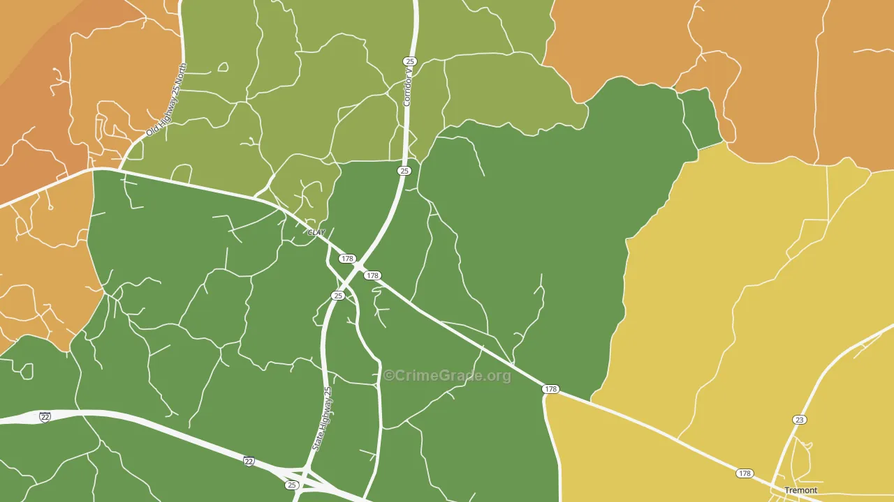 Clay, MS Map of Vandalism Rates