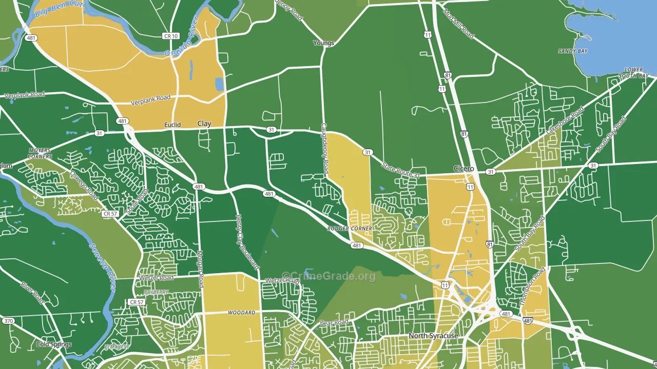 Clay, NY Map of Vandalism Rates