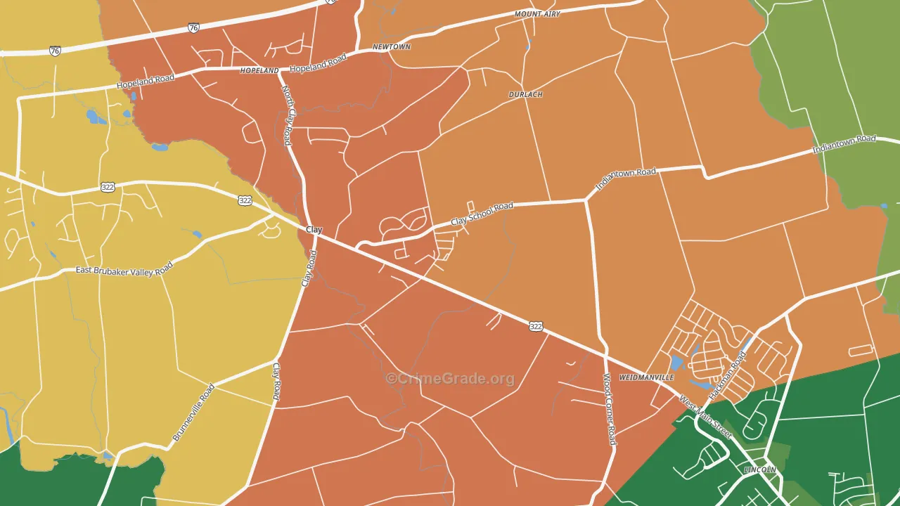 Clay, PA Map of Vandalism Rates