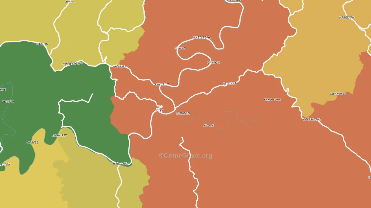 Clay, WV Map of Vandalism Rates