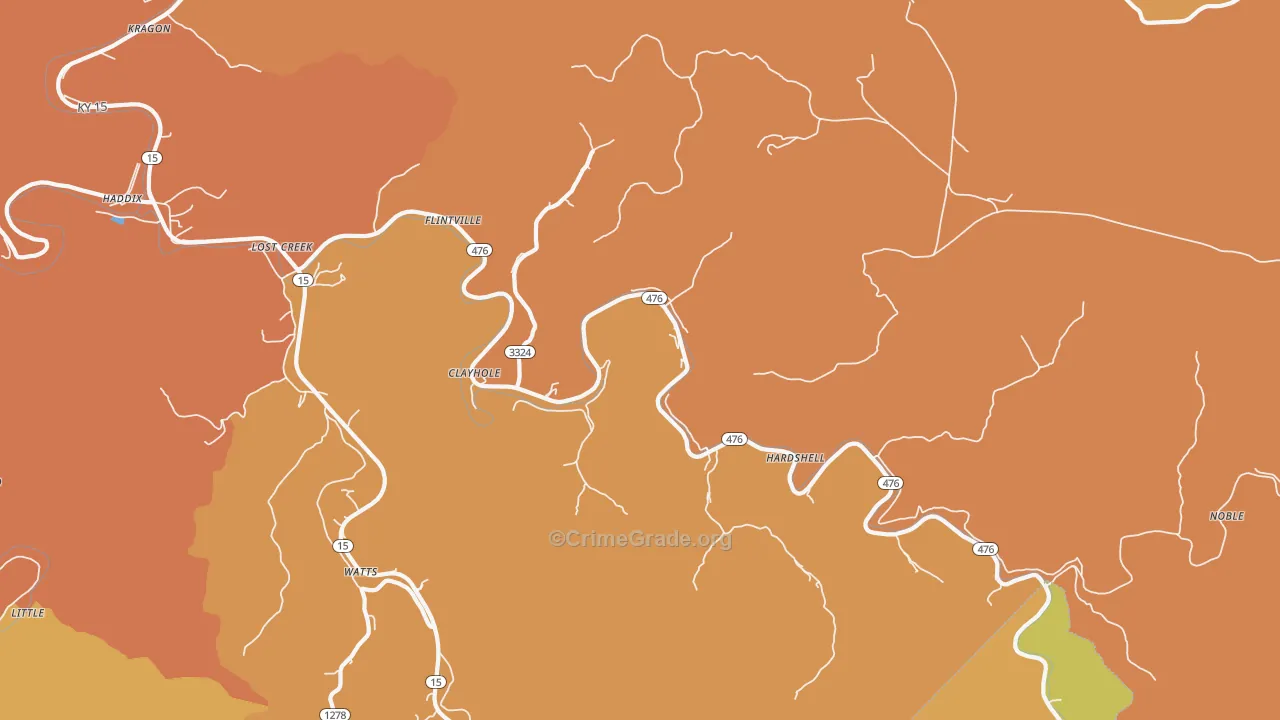 Clayhole, KY Map of Vandalism Rates