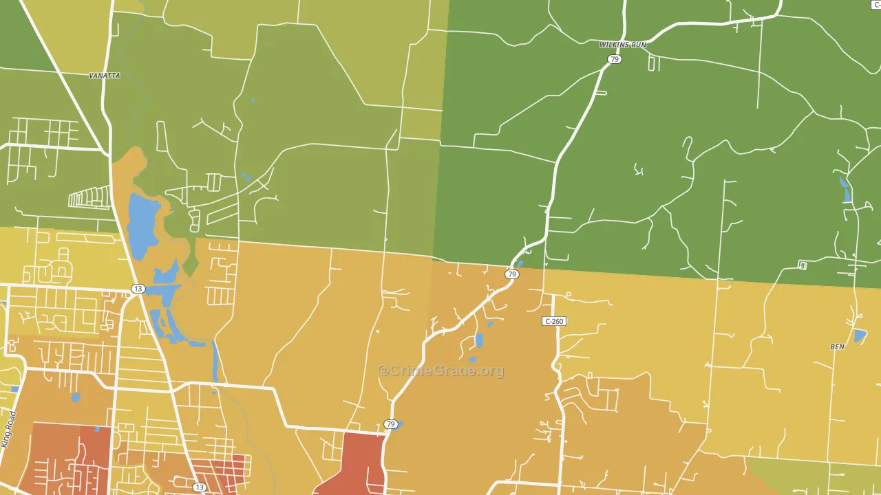 Claylick, OH Map of Vandalism Rates