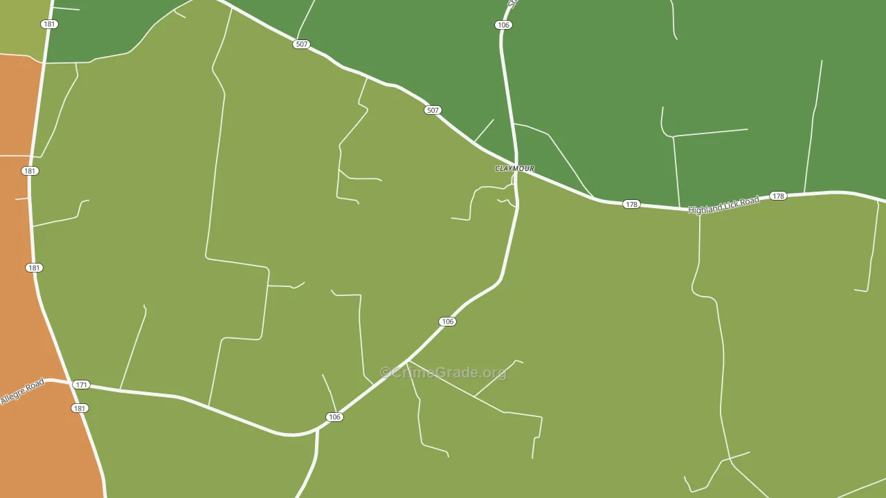Claymour, KY Map of Vandalism Rates