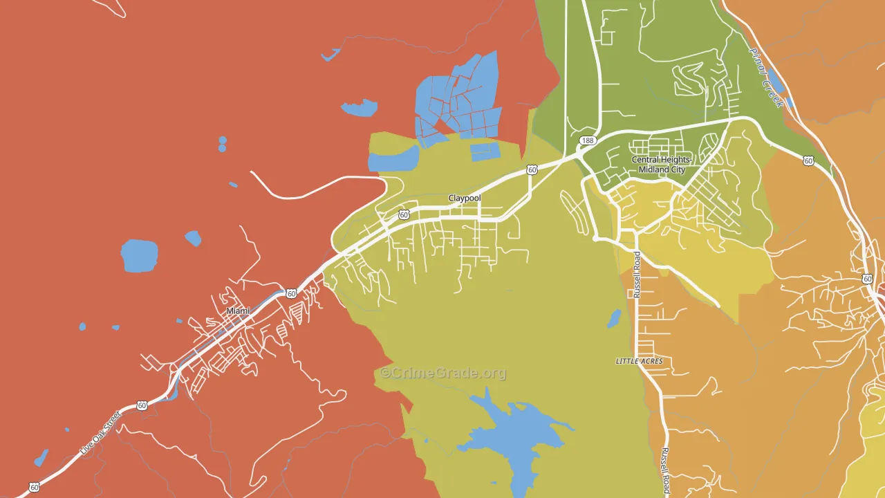 Claypool, AZ Map of Vandalism Rates