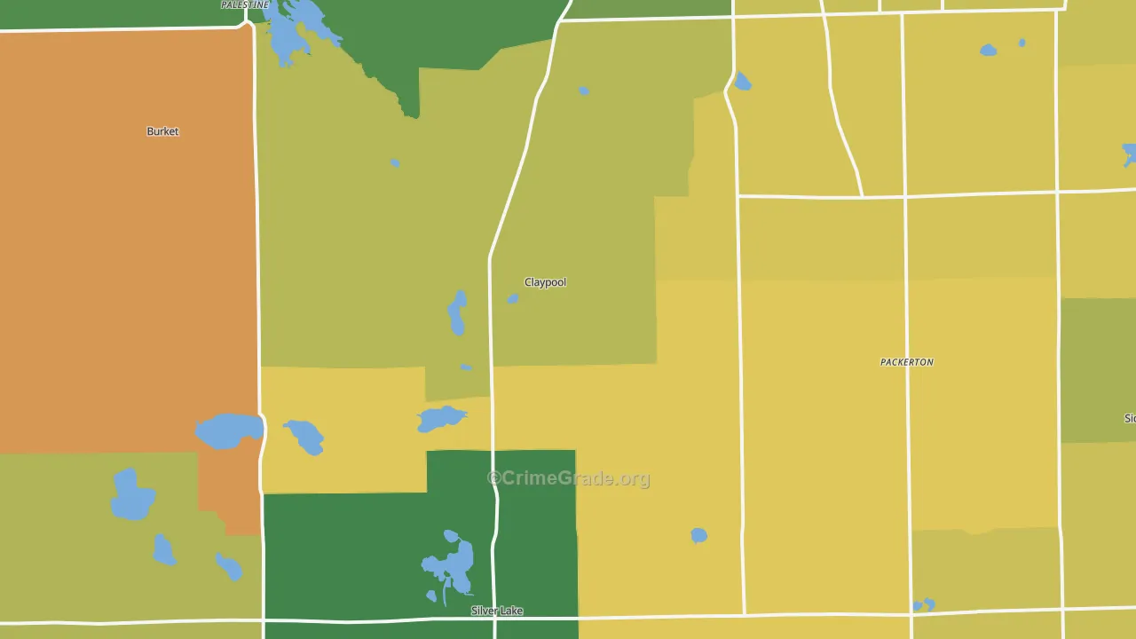 Claypool, IN Map of Vandalism Rates