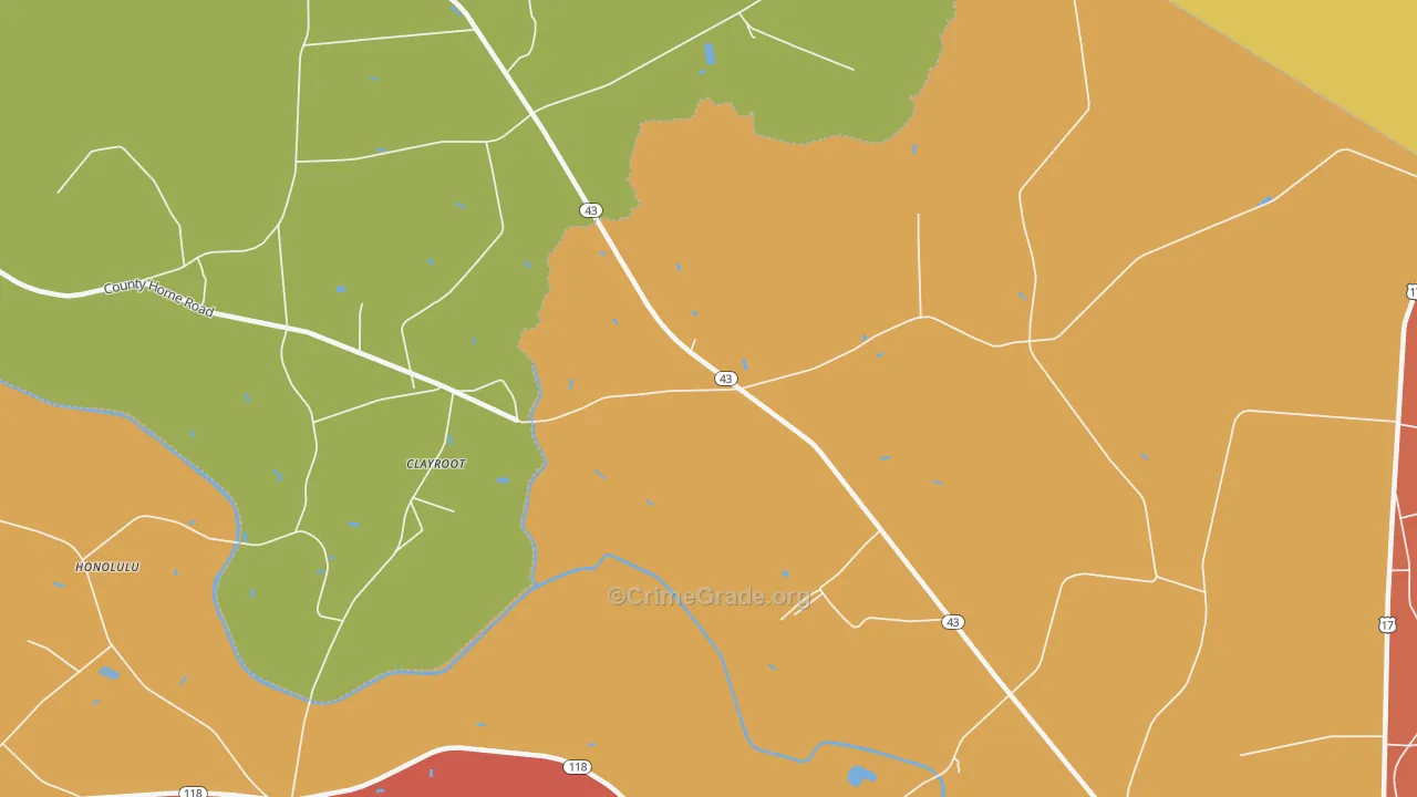 Clayroot, NC Map of Vandalism Rates