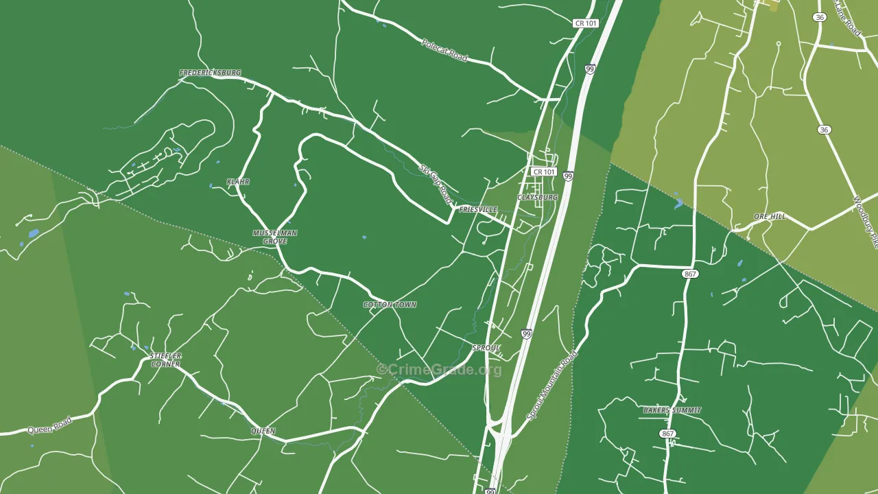 Claysburg, PA Map of Vandalism Rates