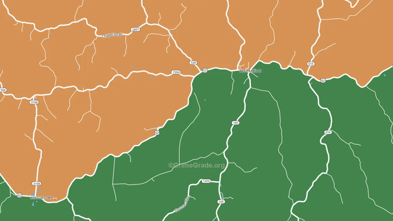 Claysville, KY Map of Vandalism Rates