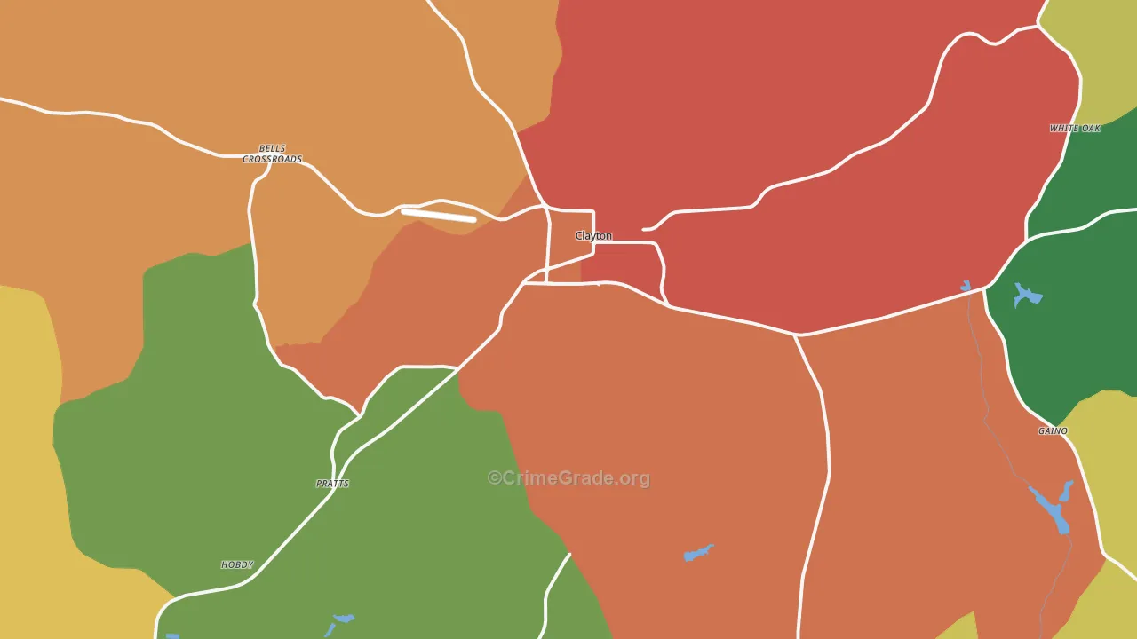 Clayton, AL Map of Vandalism Rates