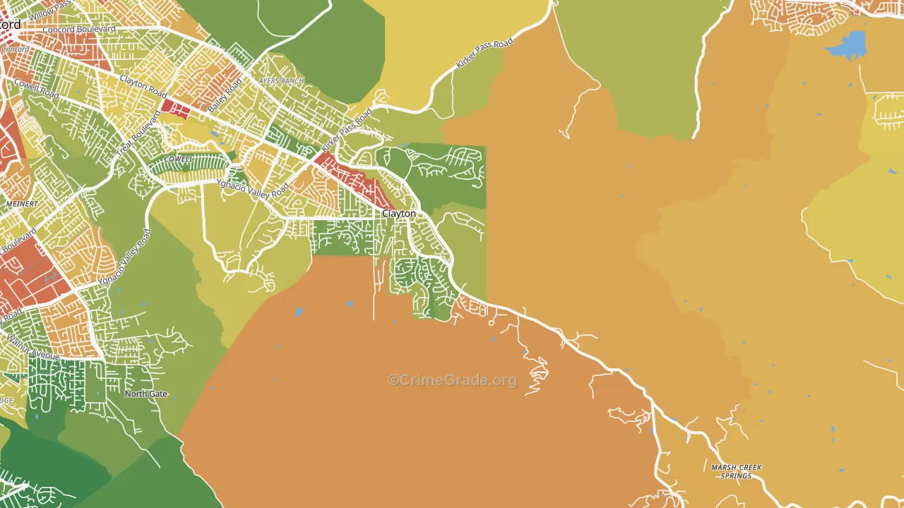 Clayton, CA Map of Vandalism Rates