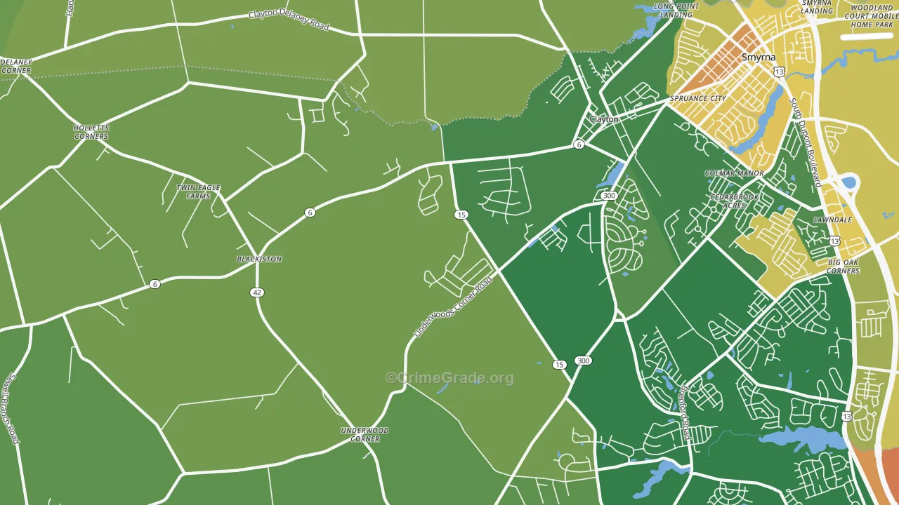 Clayton, DE Map of Vandalism Rates