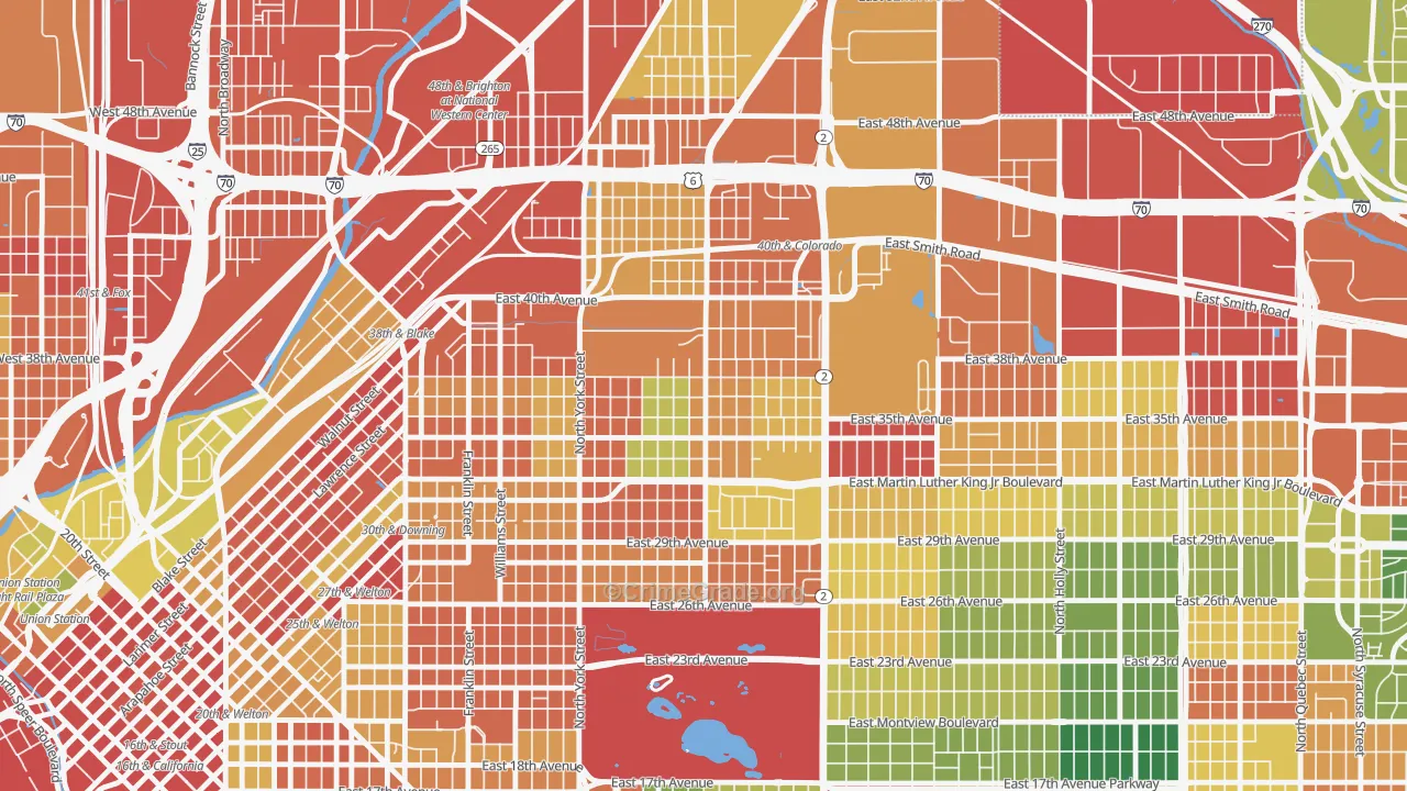 Clayton, Denver, CO Map of Vandalism Rates