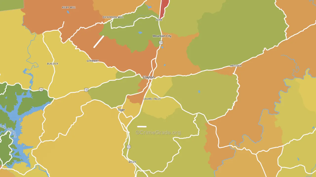 Clayton, GA Map of Vandalism Rates