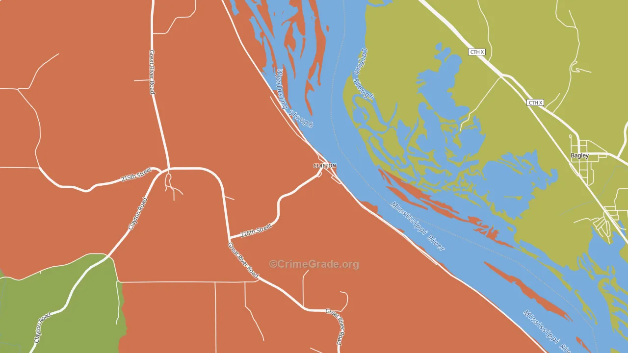Clayton, IA Map of Vandalism Rates