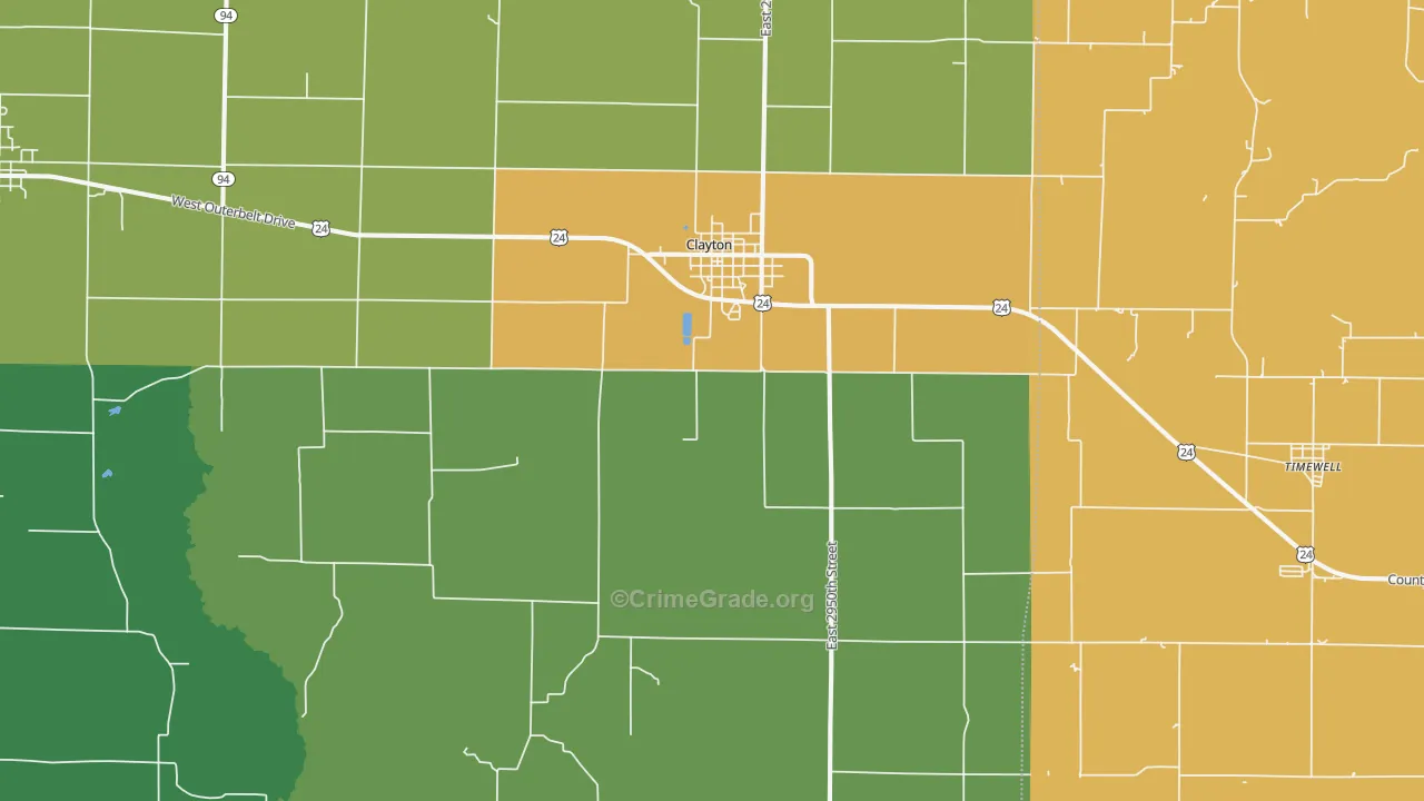 Clayton, IL Map of Vandalism Rates