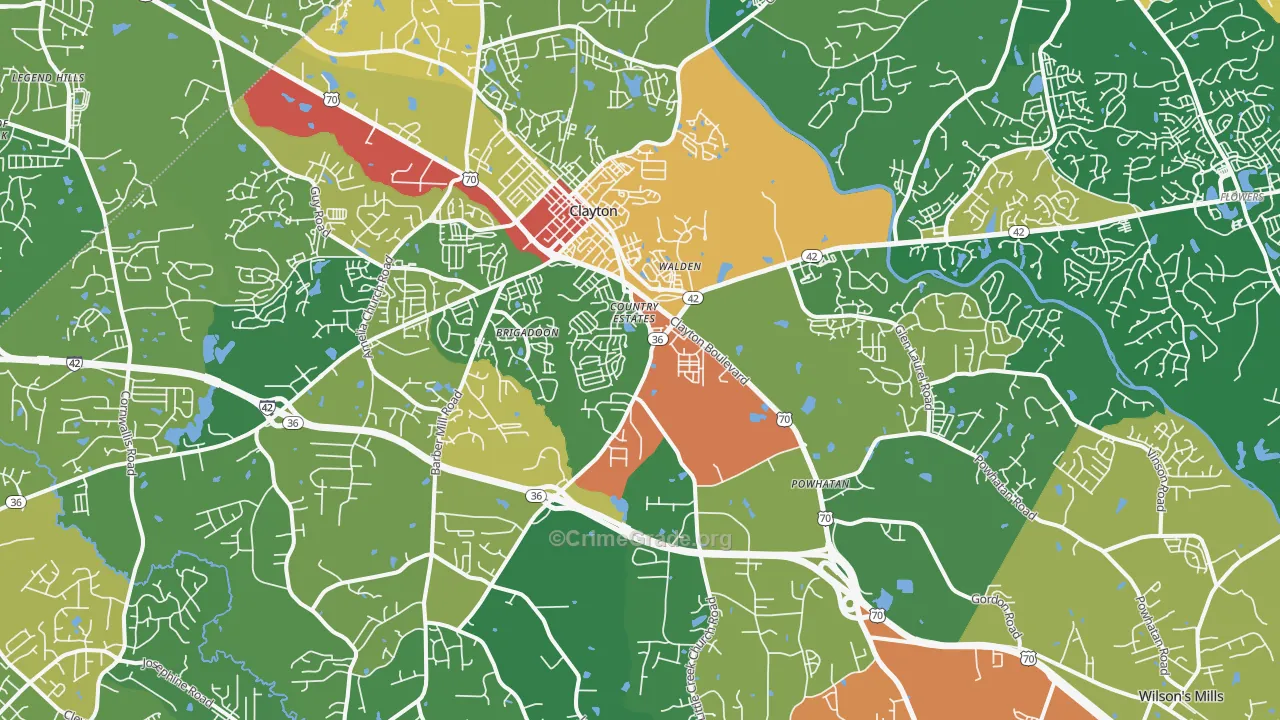 Clayton, NC Map of Vandalism Rates