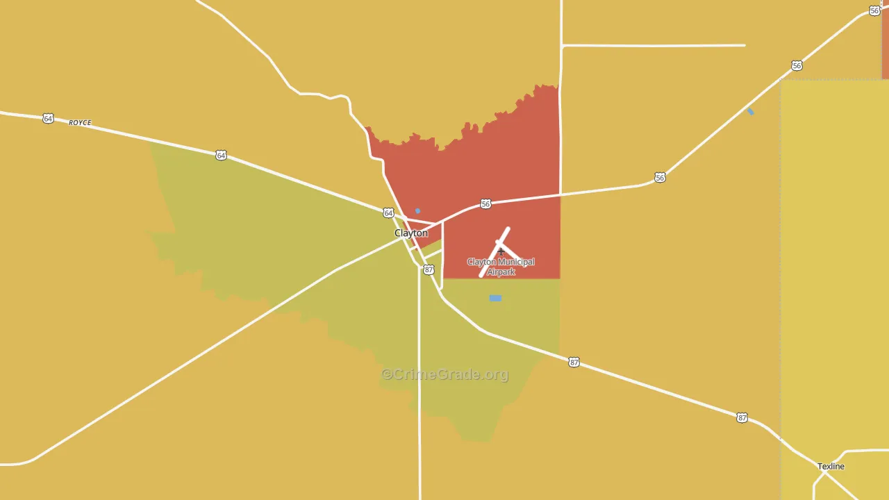 Clayton, NM Map of Vandalism Rates