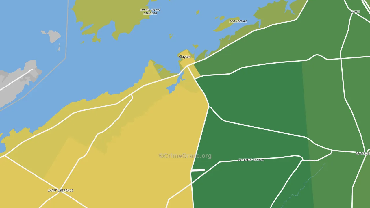Clayton, NY Map of Vandalism Rates