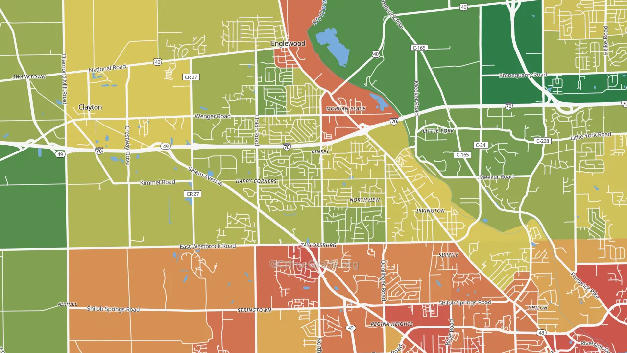 Clayton, OH Map of Vandalism Rates