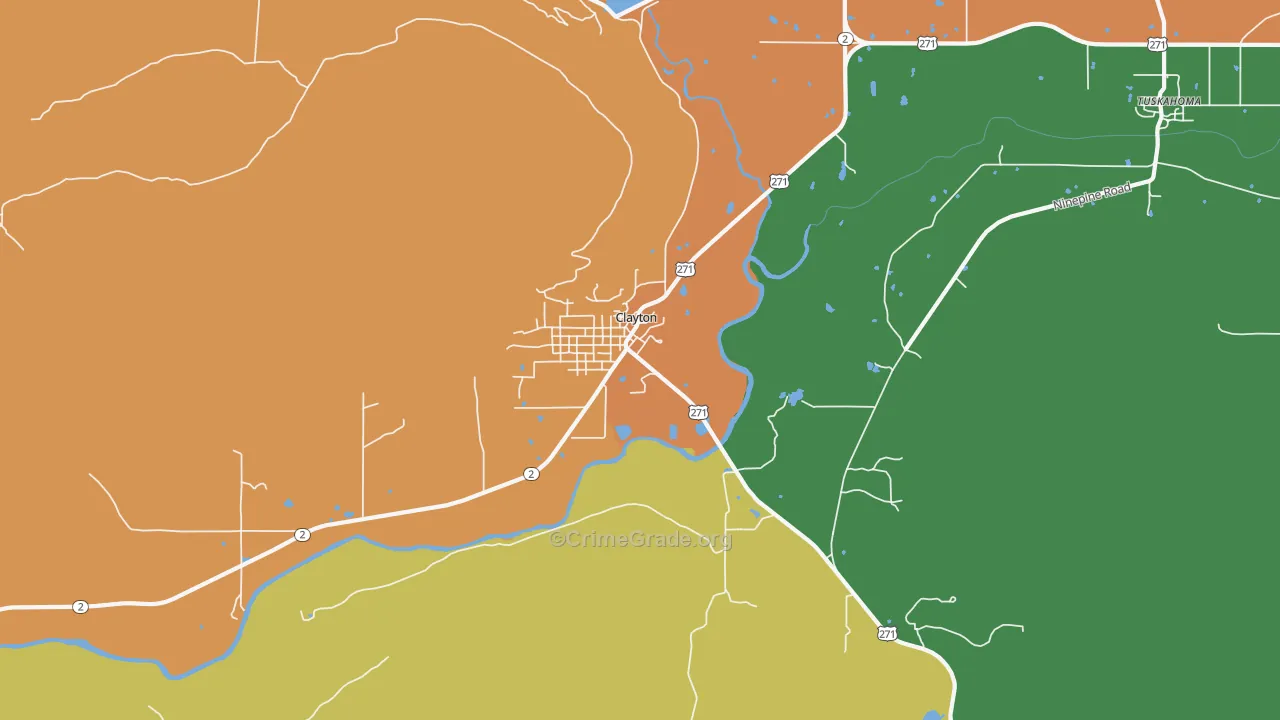 Clayton, OK Map of Vandalism Rates