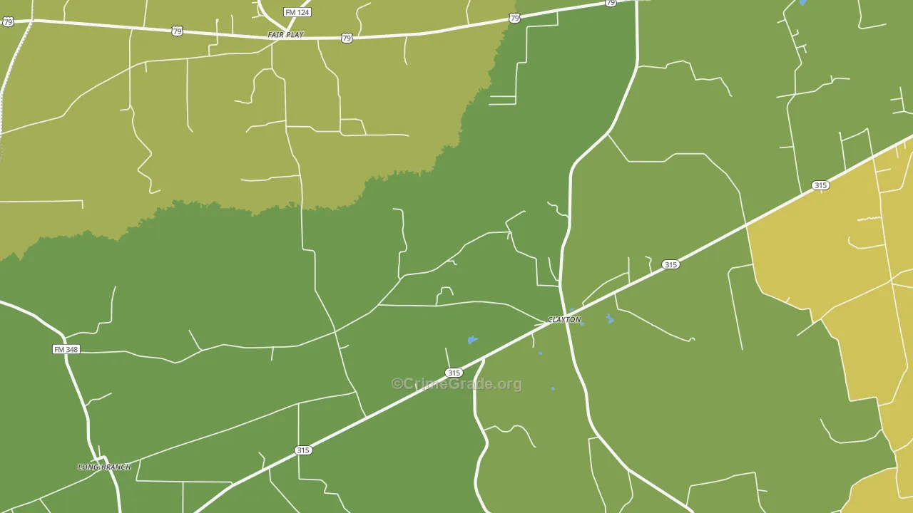 Clayton, TX Map of Vandalism Rates