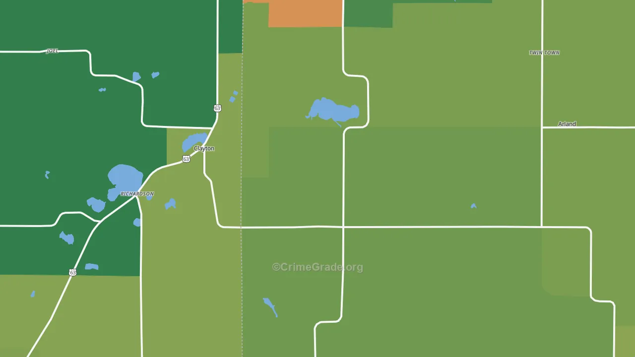 Clayton, WI Map of Vandalism Rates