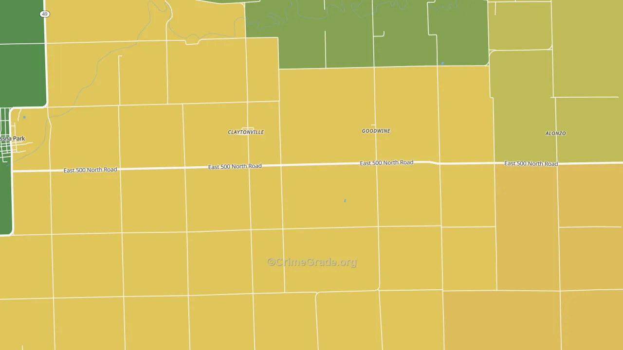 Claytonville, IL Map of Vandalism Rates
