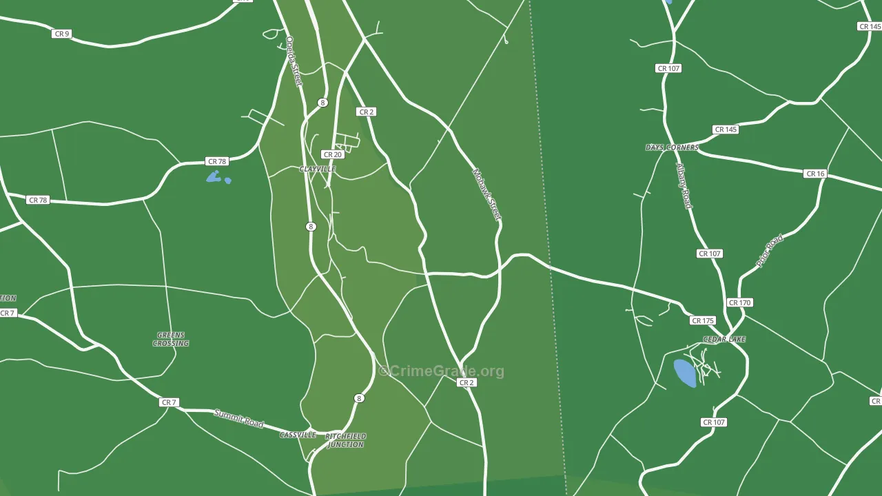 Clayville, NY Map of Vandalism Rates