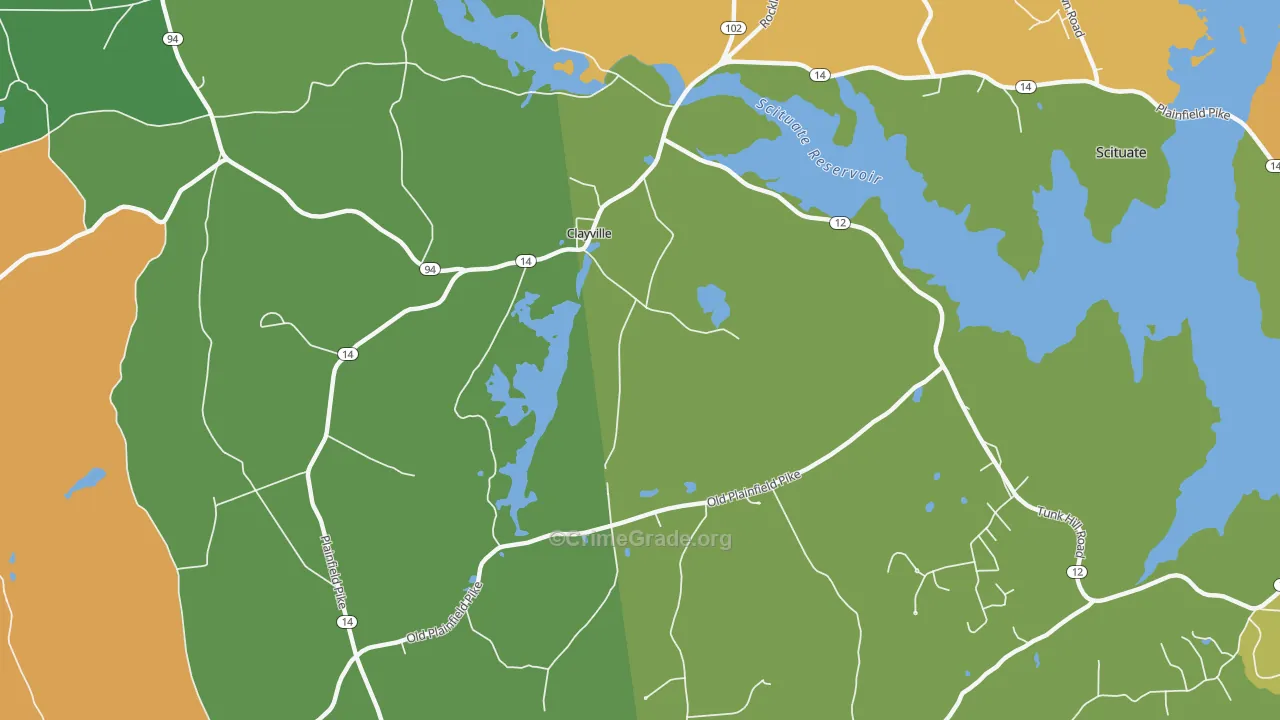 Clayville, RI Map of Vandalism Rates
