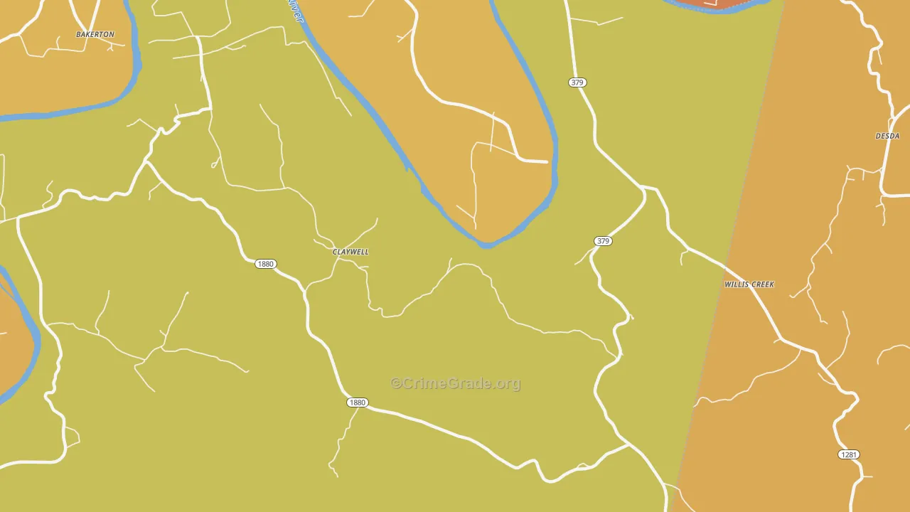 Claywell, KY Map of Vandalism Rates