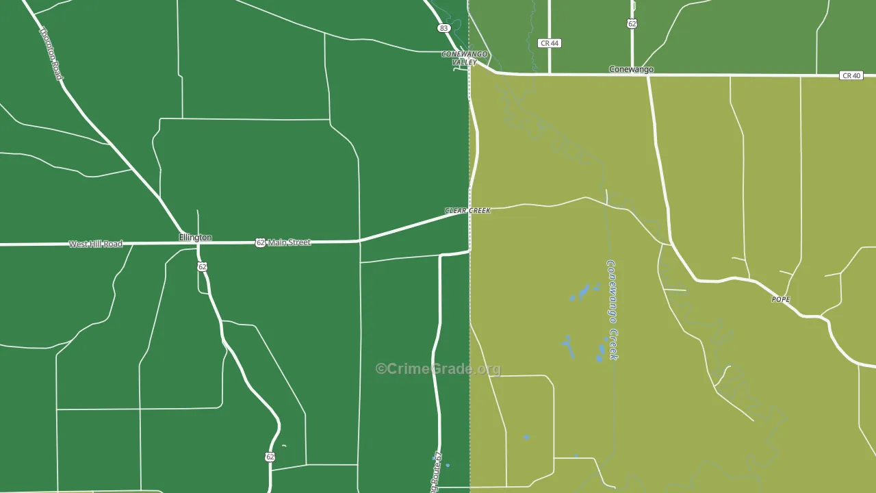 Clear Creek, NY Map of Vandalism Rates