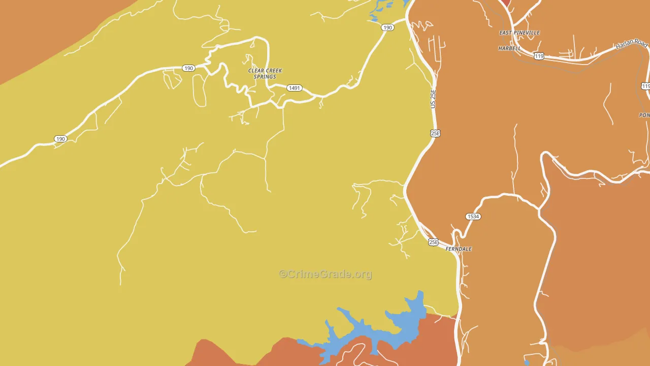 Clear Creek Springs, KY Map of Vandalism Rates