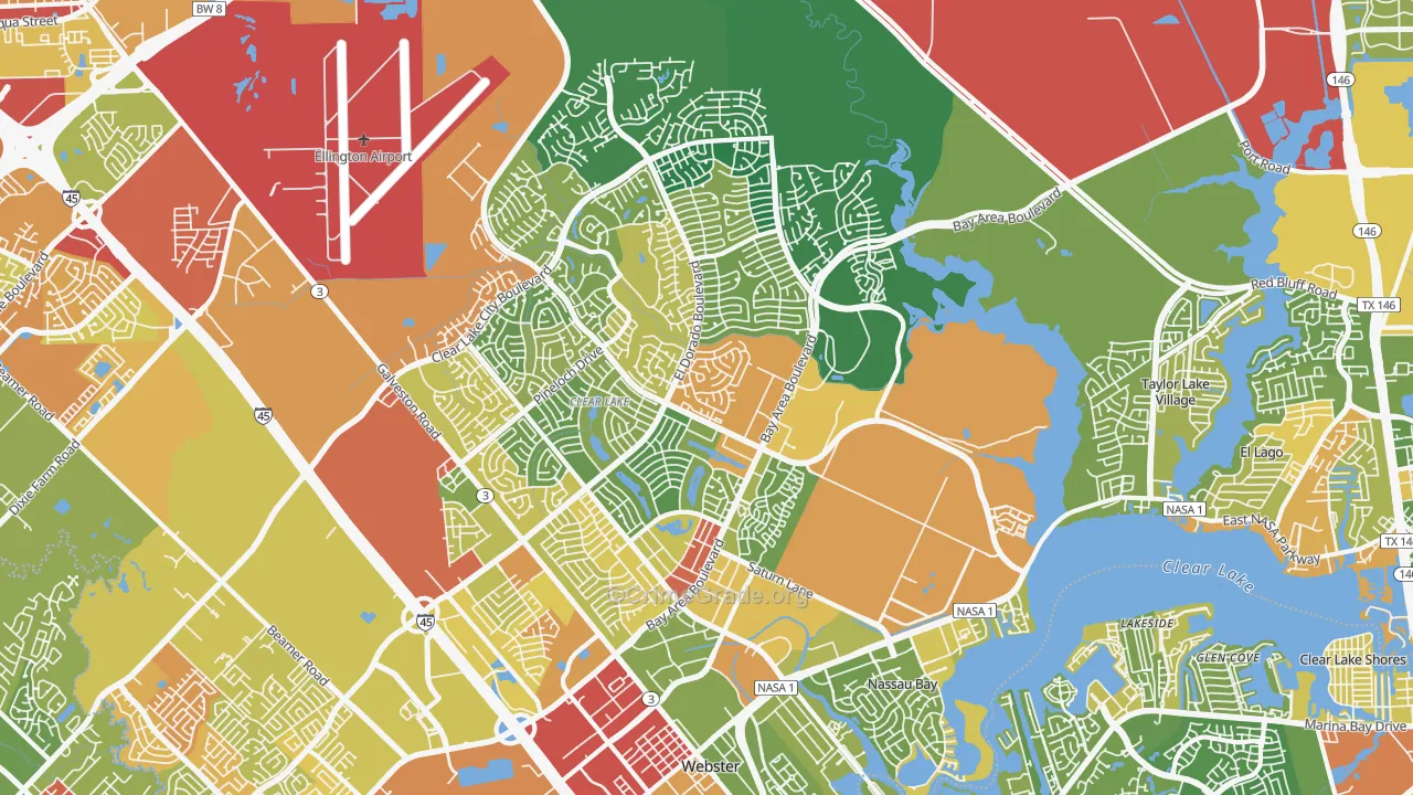 Clear Lake, Houston, TX Map of Vandalism Rates