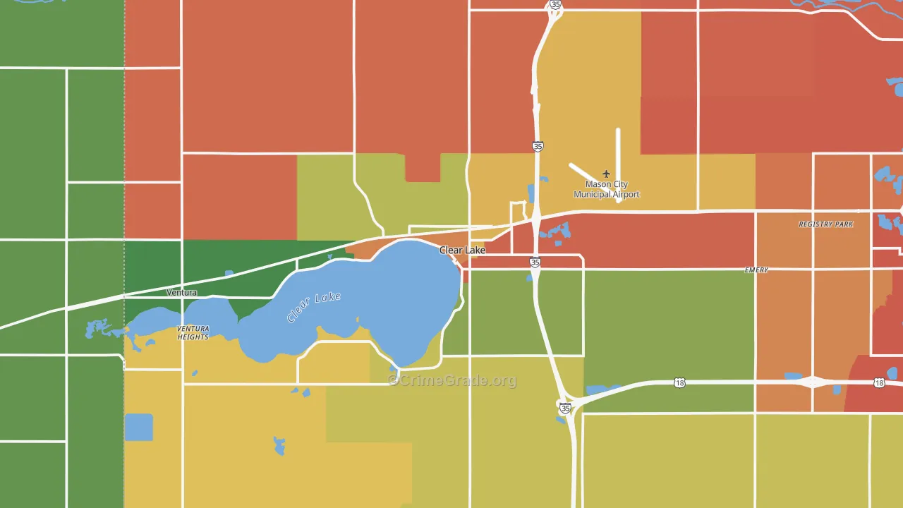 Clear Lake, IA Map of Vandalism Rates