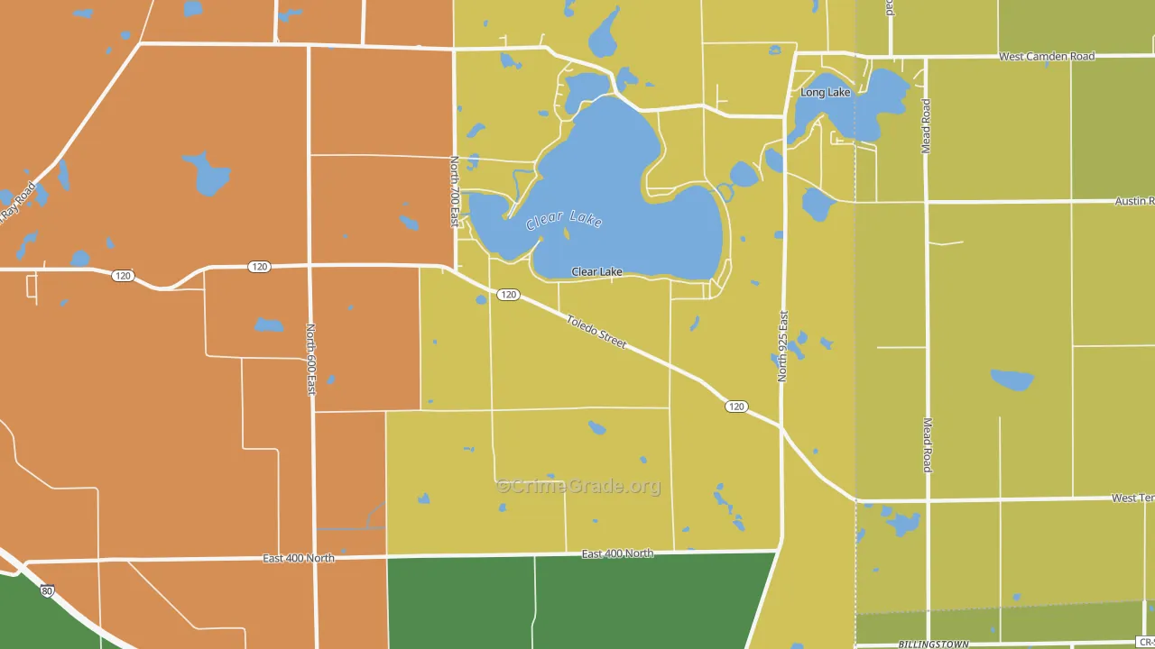 Clear Lake, IN Map of Vandalism Rates