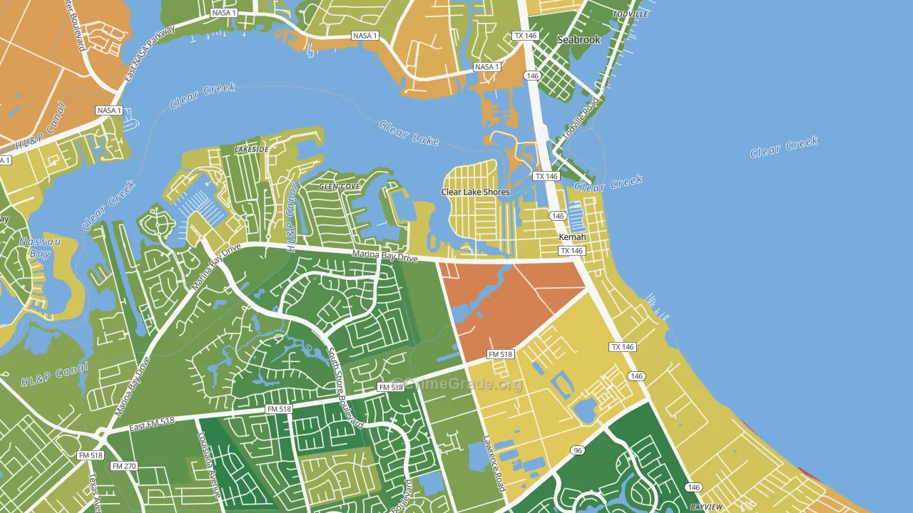 Clear Lake Shores, TX Map of Vandalism Rates