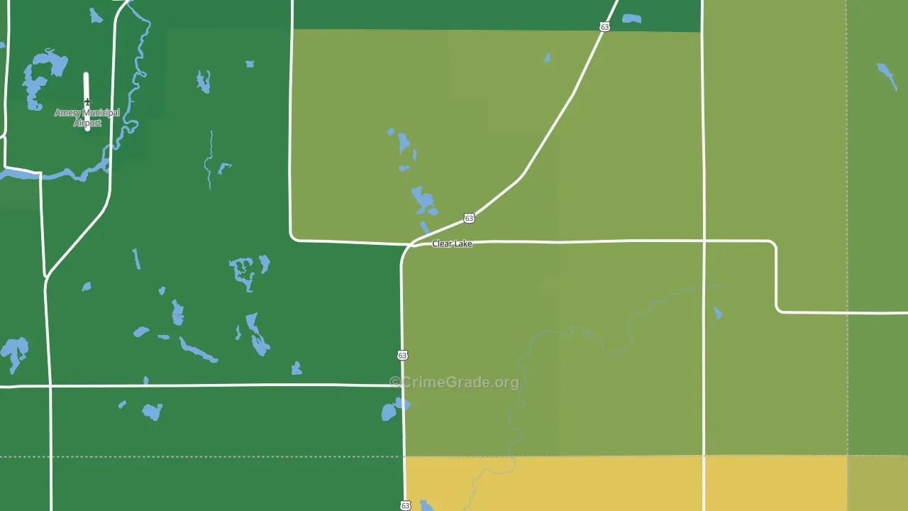 Clear Lake, WI Map of Vandalism Rates