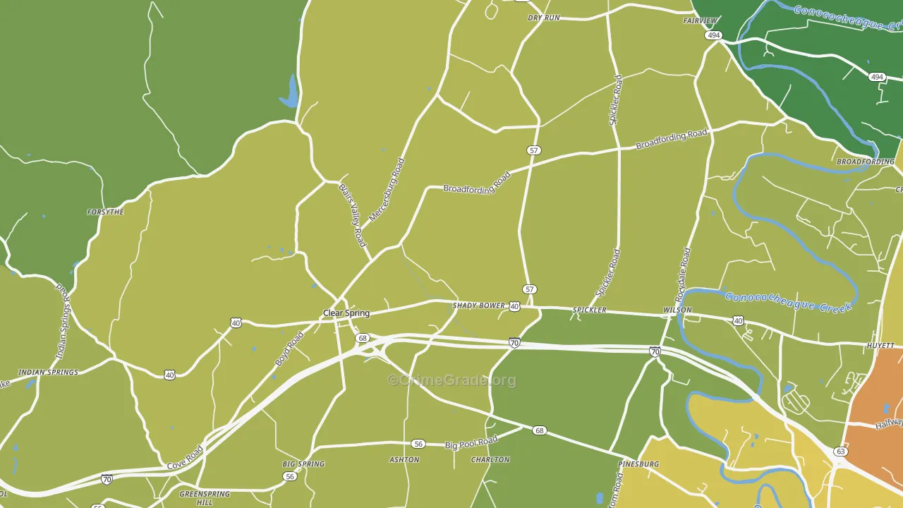 Clear Spring, MD Map of Vandalism Rates