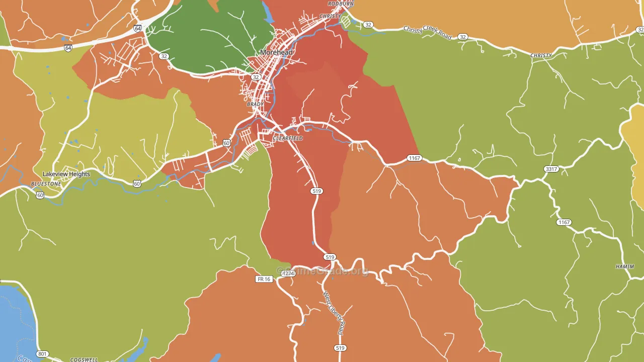 Clearfield, KY Map of Vandalism Rates