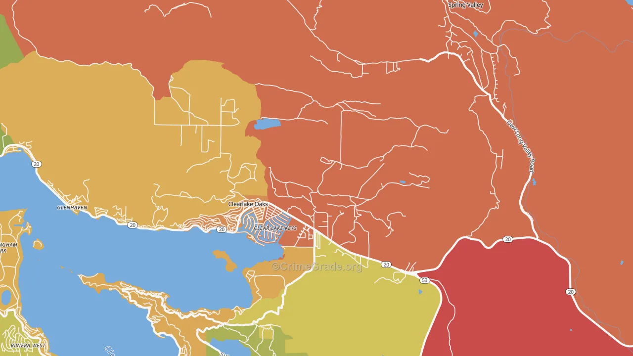 Clearlake Oaks, CA Map of Vandalism Rates
