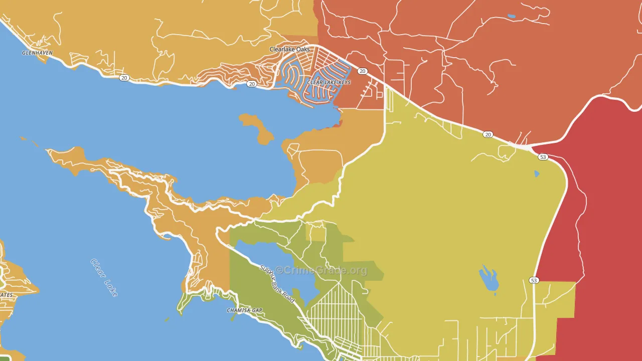 Clearlake Park, CA Map of Vandalism Rates