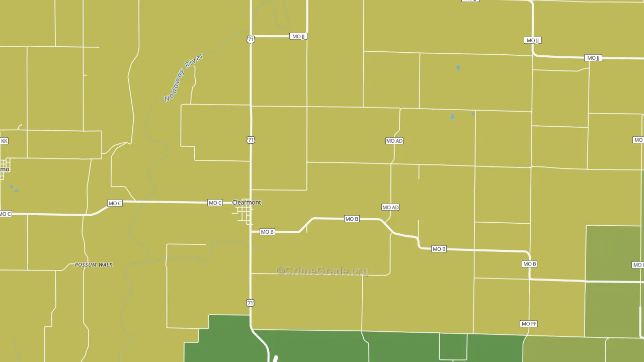 Clearmont, MO Map of Vandalism Rates