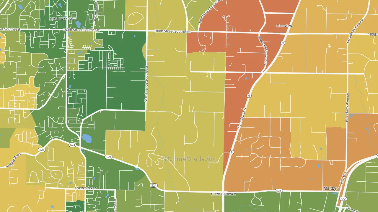 Clearview, WA Map of Vandalism Rates