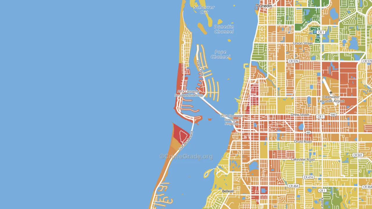 Clearwater Beach, FL Map of Vandalism Rates