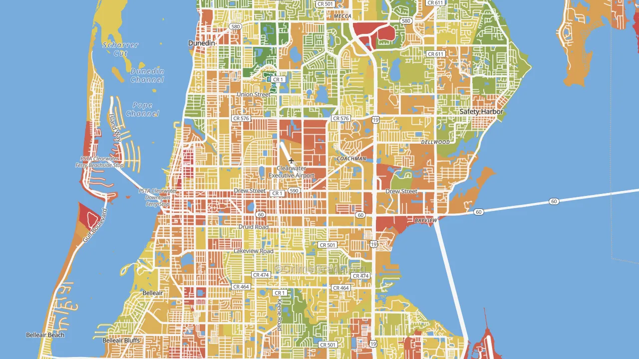 Clearwater, FL Map of Vandalism Rates