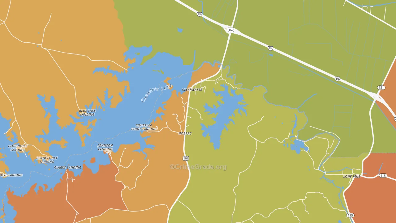 Clearwater, LA Map of Vandalism Rates