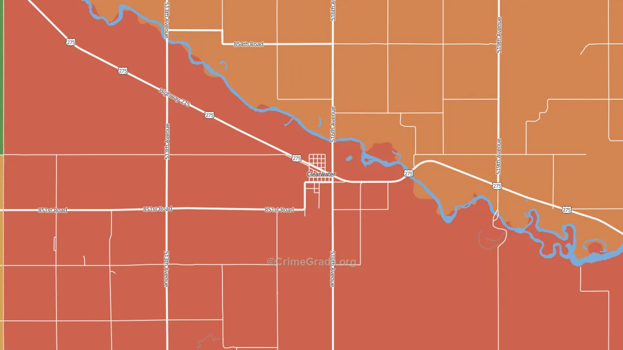 Clearwater, NE Map of Vandalism Rates