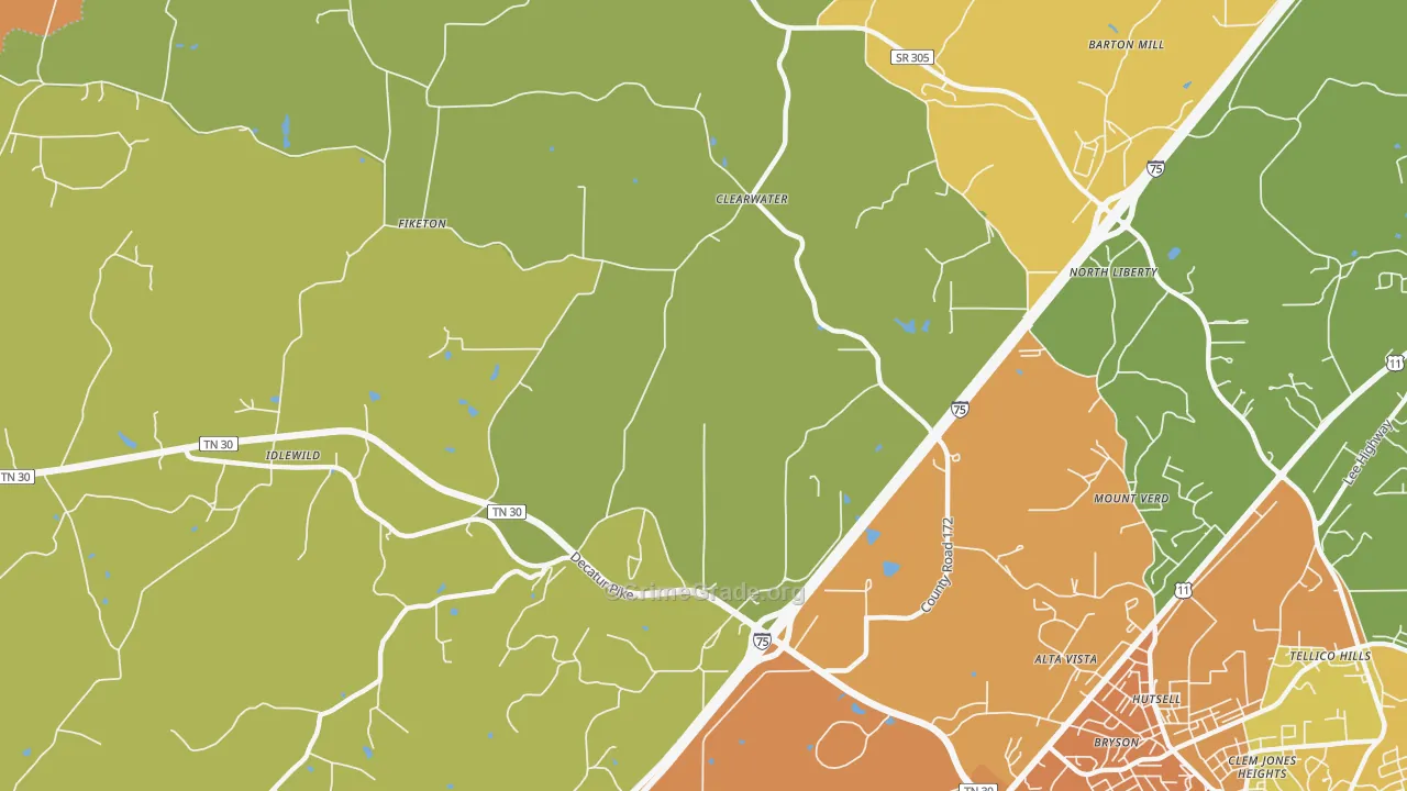 Clearwater, TN Map of Vandalism Rates