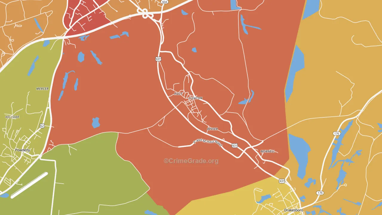 Cleaton, KY Map of Vandalism Rates